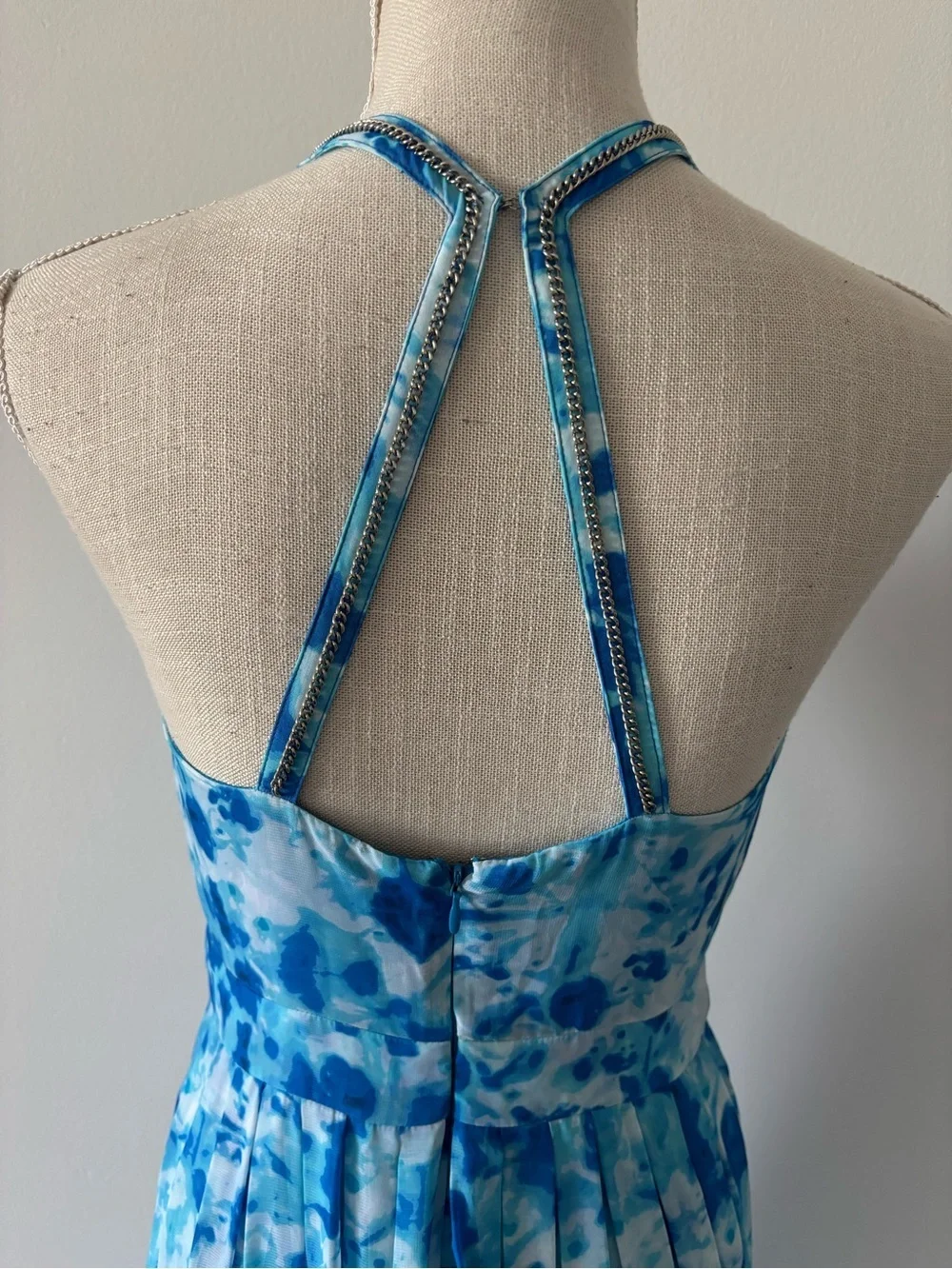 Calvin Klein Sky Blue Halter Maxi Dress - Elegant Floral Print Sz/ S-P - Picture 8 of 14